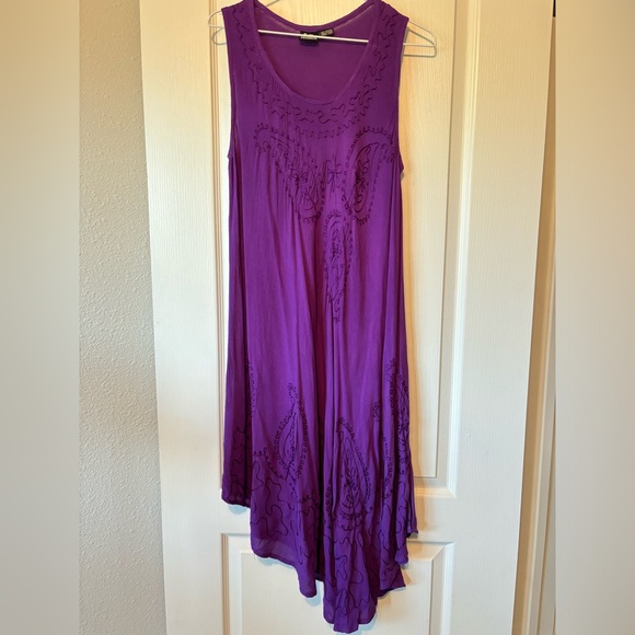 SR Fashion Purple Embroidered Boho Maxi Dress, Women's One Size - Picture 1 of 5